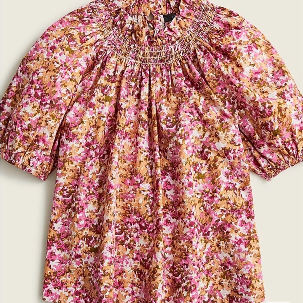 🌸J Crew Smocked Neck Puffed Sleeve Top🌸